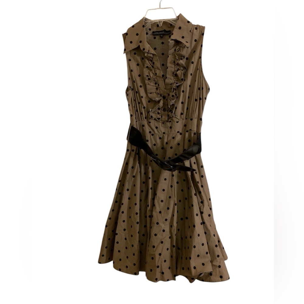 NWOT Charly Madison Women’s Polka Dot Cocktail Midi Dress in Beige/Black